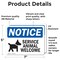 Signmission Service Animals Welcome, 7 in W x Rectangle, Vinyl Decal OS-2PACK-NS-D-57-L-16556 - alternate 5